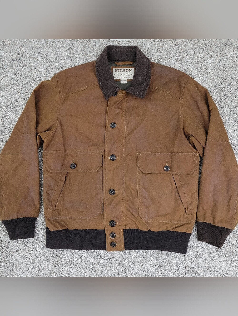 Filson Lightweight Ranger Bomber Jacket Mens Large Tobacco Brown